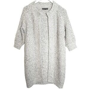 Chunky Knit Cardigan Express Design Studio M Gray Metallic Long Open Front